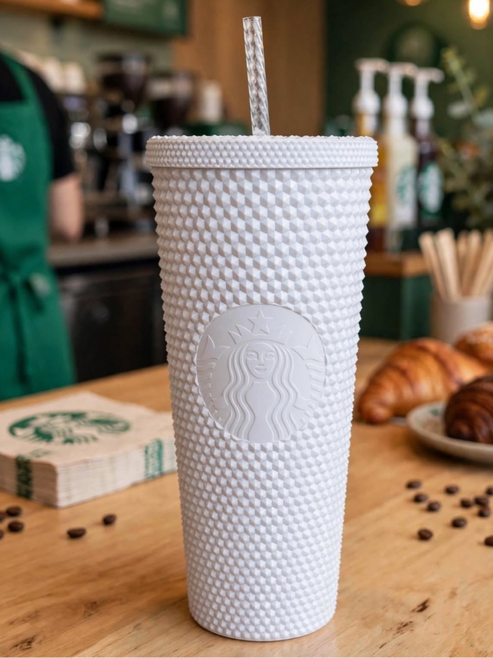 Starbucks Textured Tumbler with Straw - White NWT